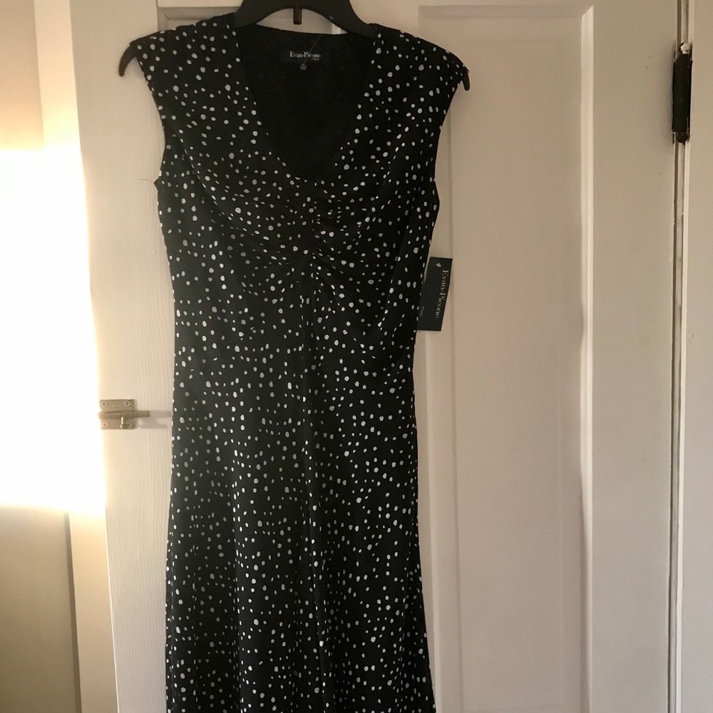 Evan-Picone Midi Dark Navy Blue dress NWT size 4P